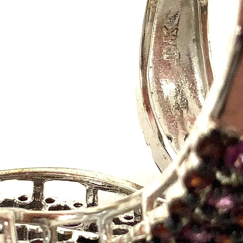 Sterling Silver Peacock Statement Ring Amethyst & Multi Gemstones in Sz 7 💚🦚🩵💍💜